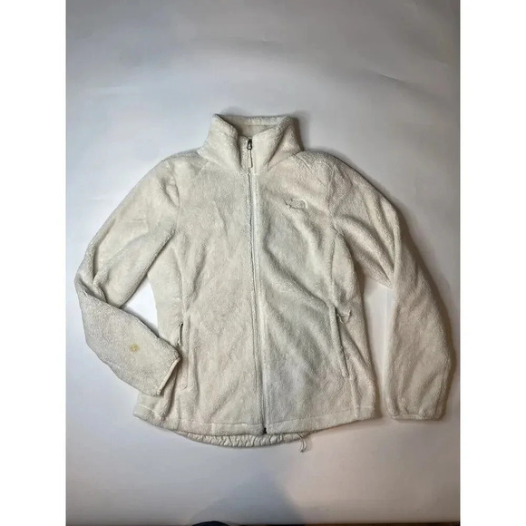 The North Face L Womens Sweater Jacket Full Zip Osito Sherpa Fleece White FLAWED - Picture 1 of 9